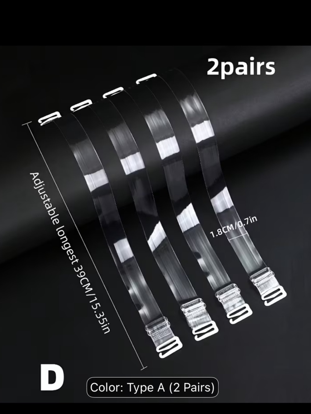 Clear Adjustable Bra Straps for Men Accessories - 2 Pairs